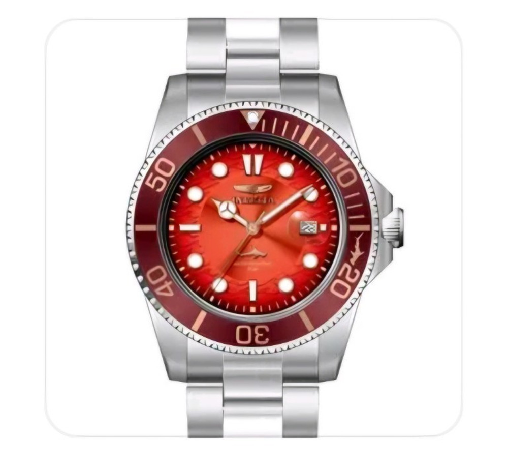 50886 - Invicta Pro Diver Men's Watch 42mm Steel Tone Case Burgundy Metal Dial